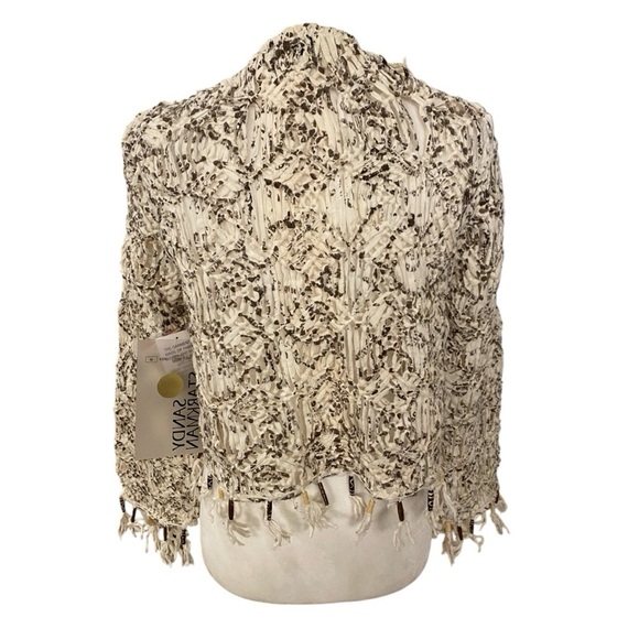 Sandy Starkman Crochet Fringe Beaded Boho Jacket - Picture 3 of 9